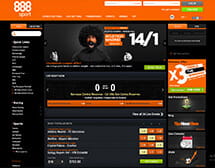 The overview of all betting options on the 888sport main page