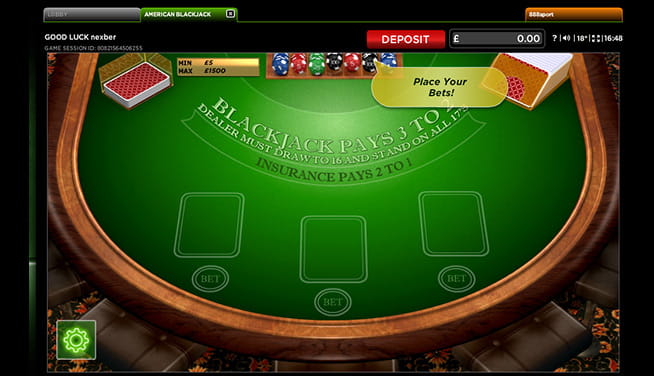 In-game view of American Blackjack table 