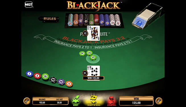 In-game view Blackjack at Grosvernor Casino