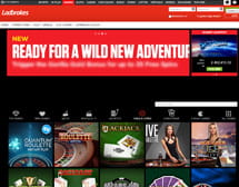 Ladbrokes casino homescreen and lobby on desktop