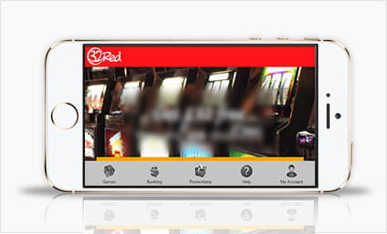 Playingat 32Red on a mobile device - app view