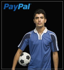 Man holding a football with PayPal logo