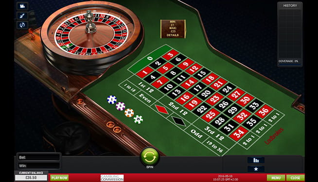 Roulette in-game view of table and wheel 