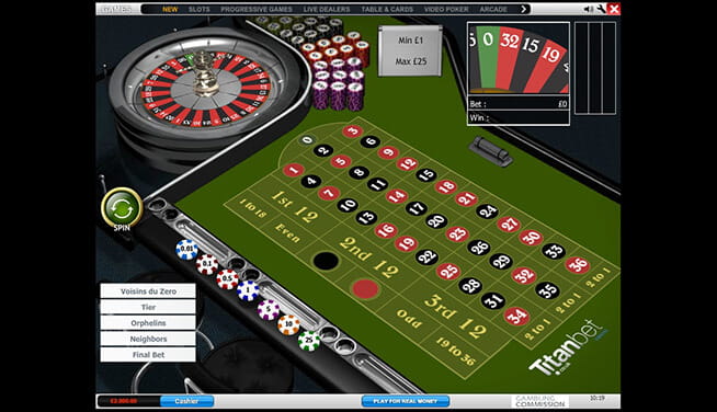 Roulette Pro at Titanbet - view at the playing table 