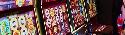 Lineup of slot machines