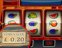 The coin value options on a slot machine