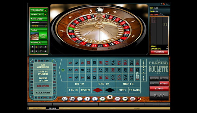 Premier roulette player view in a desktop casino
