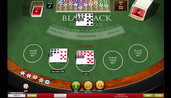 Multihand Blackjack at player view at Ladbrokes casino