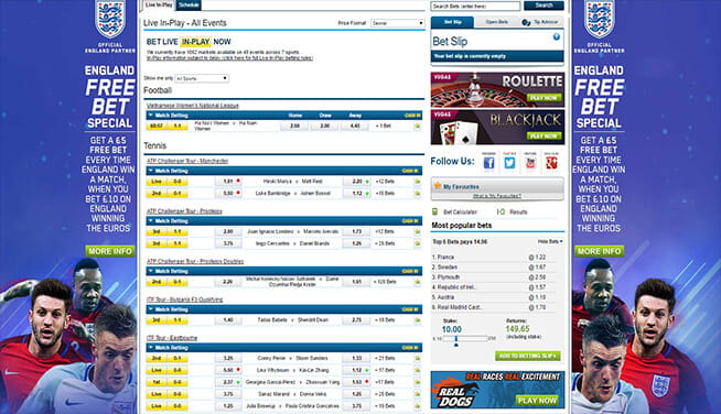 Picture of William Hill's in play page