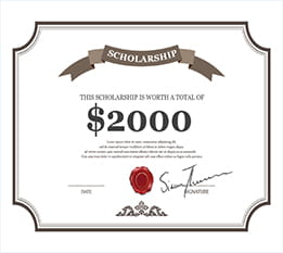 The Official Emily Woodward Scholarship Certificate