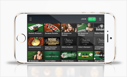BetVictor Casino viewed on the mobile app
