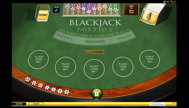Blackjack Multihand 5 in action - view of the table