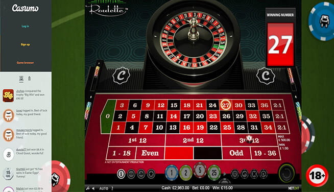 A game of European roulette developed by NetEnt