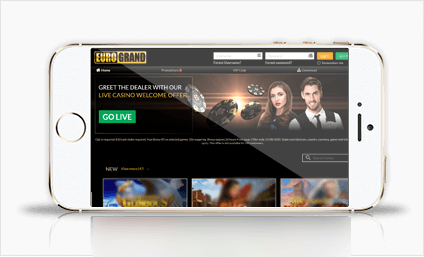 Eurogrand on a mobile device - game lobby 