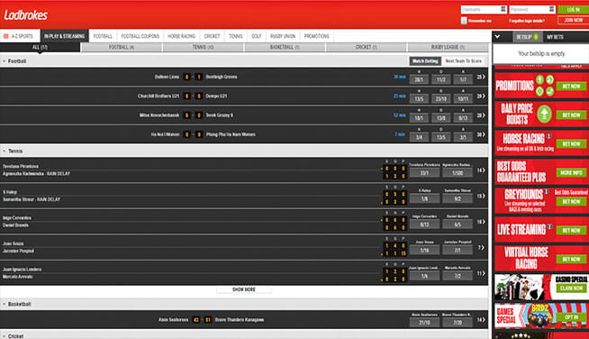 Picture of Ladbrokes' in play page