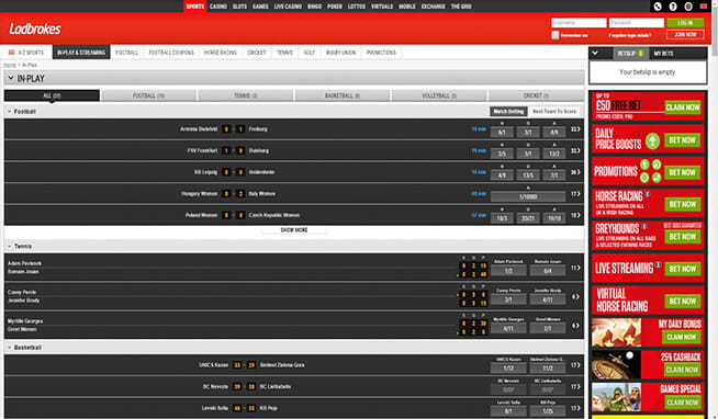 Ladbrokes live betting screenshot