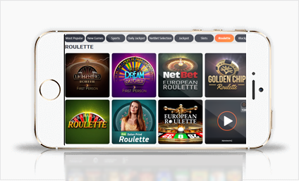 View of NetBet mobile app - casino lobby 